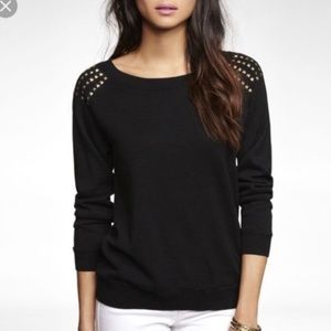 Topshop Black Gold Stud Shoulder Sweater Size 2